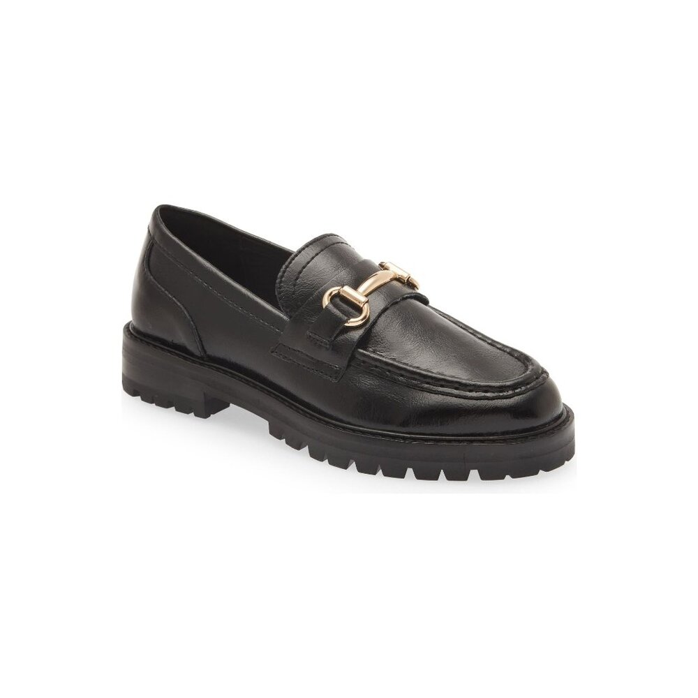๐ STEVE MADDEN Mistor Loafer Shoe Gold Chain Black 9 - Picture 1 of 13